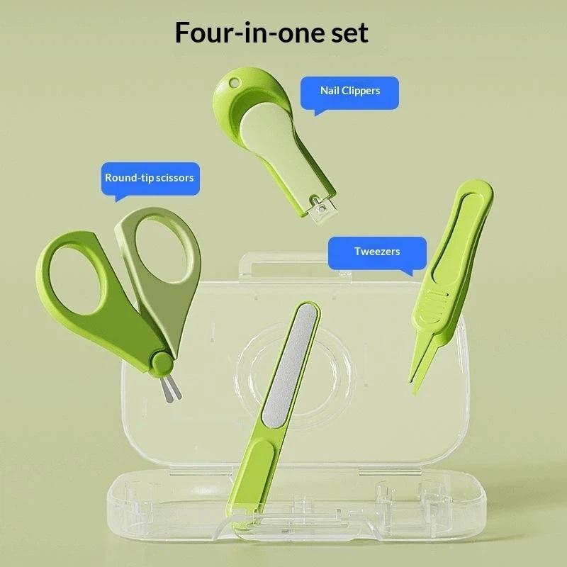 Baby Products Kit Set - 4-teiliges Kindersicheres Tragbares Nagelknipser-Pinzetten-Set mit Etui