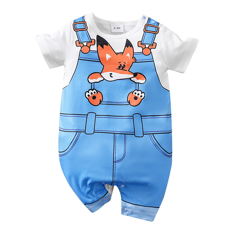 Baby Products On Sale - Niedlicher Cartoon-Fuchs-Overall aus Denim für Neugeborene,