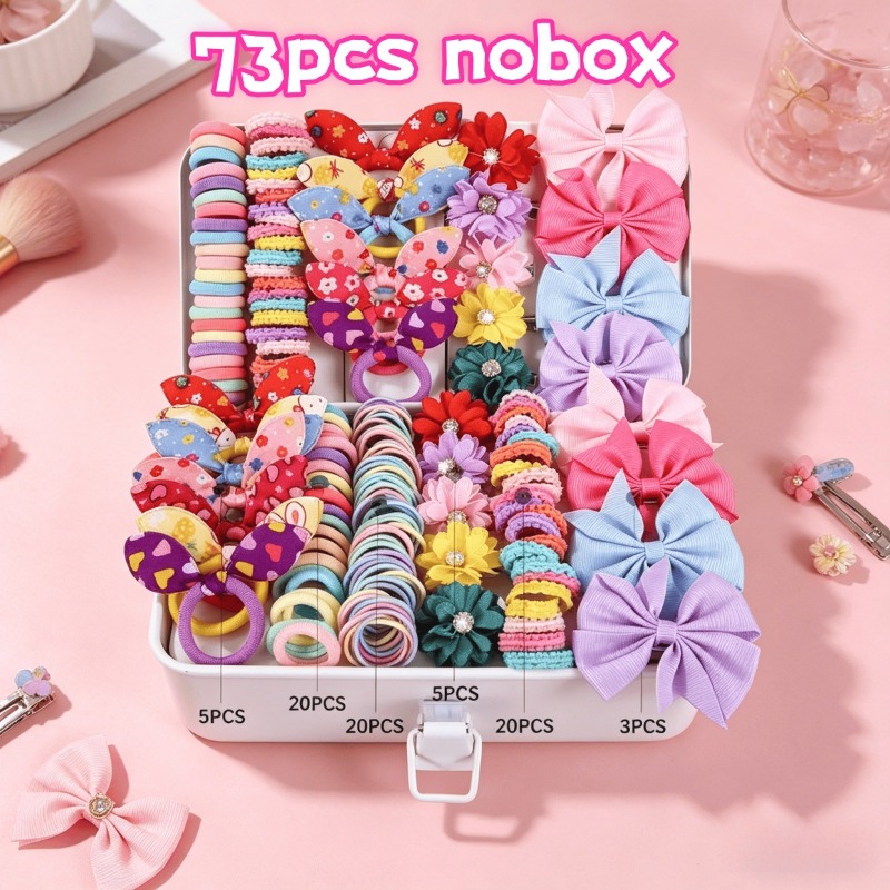 Baby Products Set - 73-teiliges Set mit neuen Stoff-Haaraccessoires für